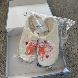 Roller Rabbit White and Orange Slippers